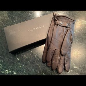 All Saints Men’s Brown Leather Gloves